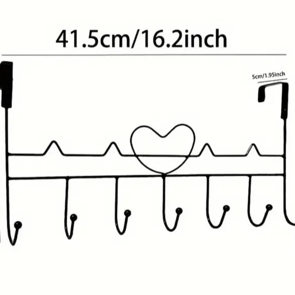 (Door Hanger 7 Hooks)-(Black)-(For-Hats, Coats, Towels, Pocketbooks, Etc.)-$20 - Picture 2 of 4